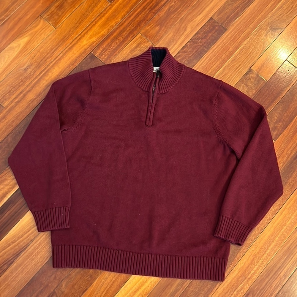 ⭐️ L.L. Bean Double L® Cotton Sweater, Quarter-Zip Size XL